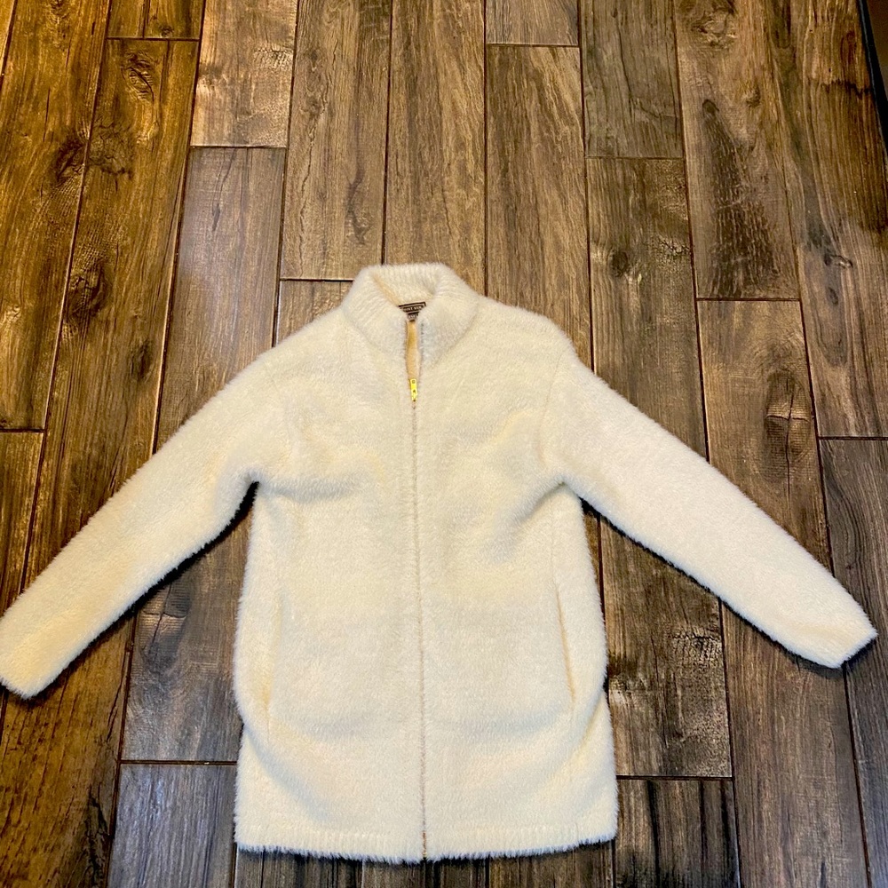 Point Sur Fuzzy Cardigan Jacket White Oversized